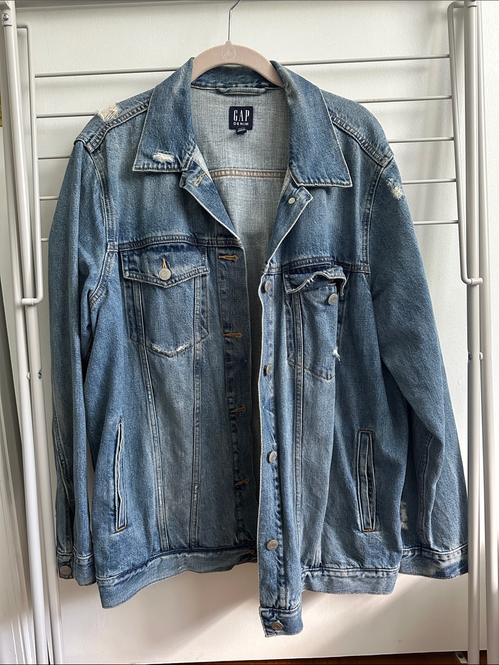 GAP Women’s Blue Distressed Denim Jacket